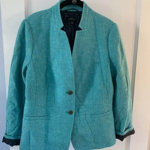 Talbots Wool Blazer Aqua Blue Size 12 NWOT
